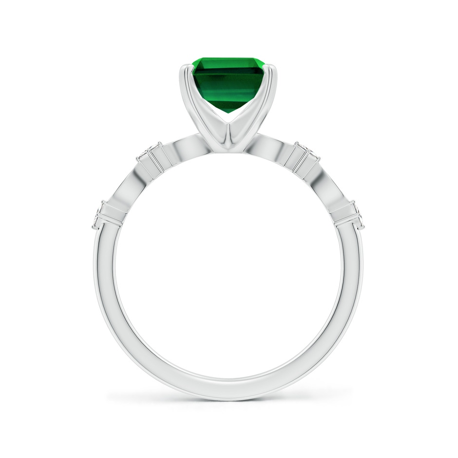 9x7mm Labgrown Emerald-Cut Lab-Grown Emerald Engagement Ring with Marquise Motifs in White Gold side 199