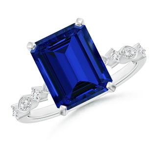 Emerald Cut Lab-Grown Lab Grown Blue Sapphire