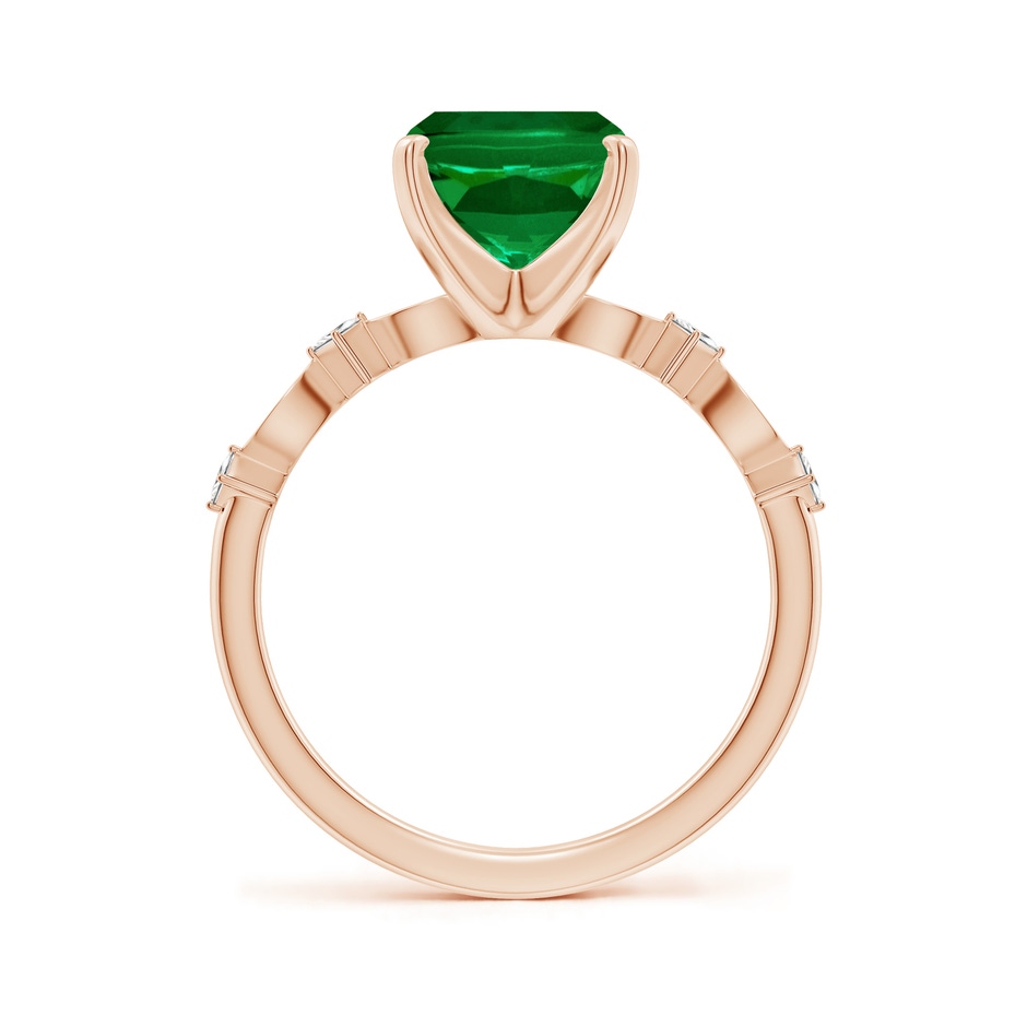 10x8mm Labgrown Cushion Rectangular Lab-Grown Emerald Engagement Ring with Marquise Motifs in 18K Rose Gold side 199