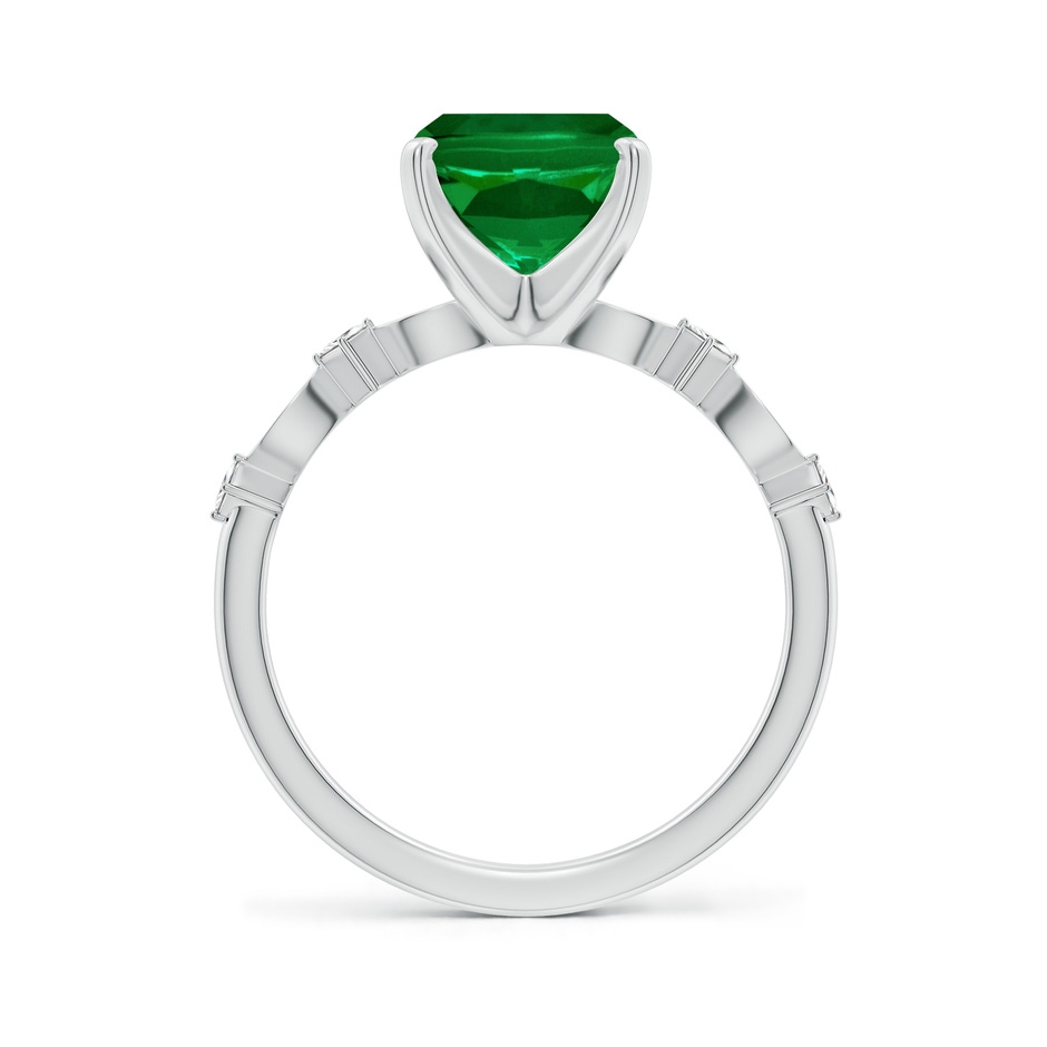 10x8mm Labgrown Cushion Rectangular Lab-Grown Emerald Engagement Ring with Marquise Motifs in White Gold side 199