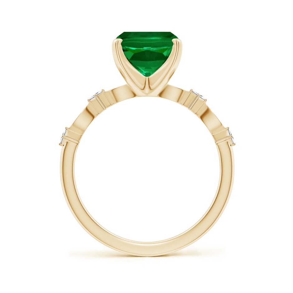 10x8mm Labgrown Cushion Rectangular Lab-Grown Emerald Engagement Ring with Marquise Motifs in Yellow Gold side 199