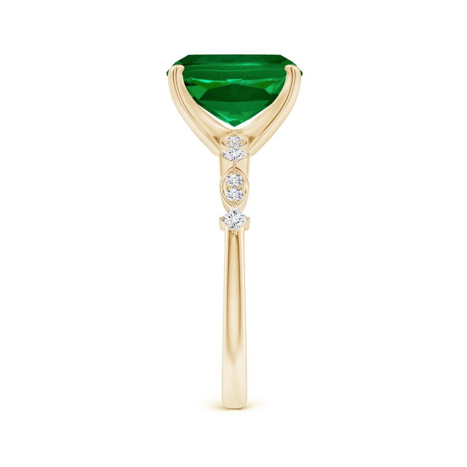 10x8mm Labgrown Cushion Rectangular Lab-Grown Emerald Engagement Ring with Marquise Motifs in Yellow Gold side 299