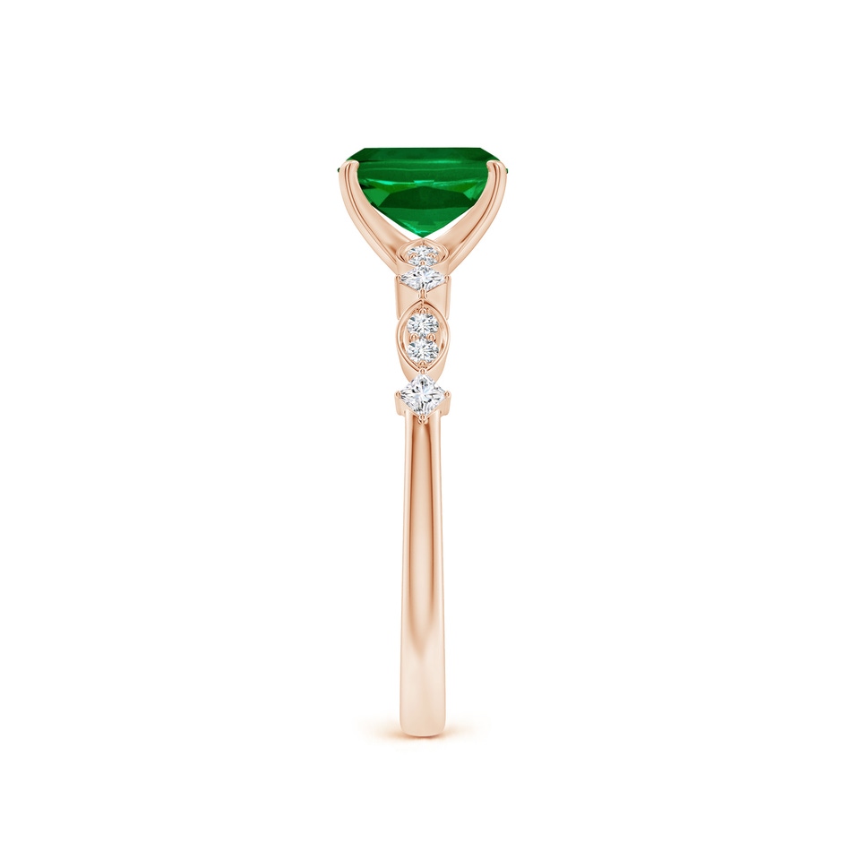 7x5mm Labgrown Cushion Rectangular Lab-Grown Emerald Engagement Ring with Marquise Motifs in Rose Gold side 299