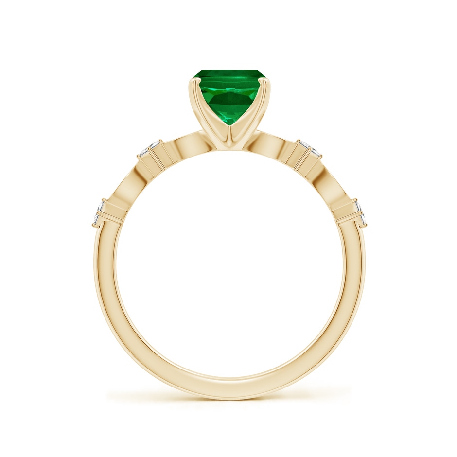 8x6mm Labgrown Cushion Rectangular Lab-Grown Emerald Engagement Ring with Marquise Motifs in Yellow Gold side 199