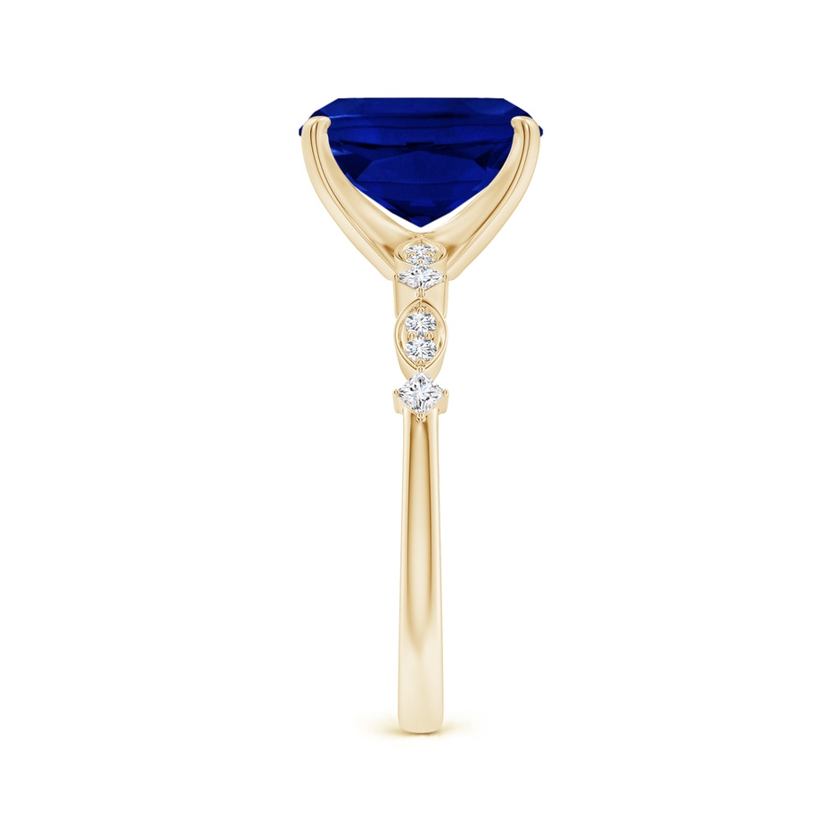 10x8mm Labgrown Cushion Rectangular Lab-Grown Blue Sapphire Engagement Ring with Marquise Motifs in 18K Yellow Gold side 299