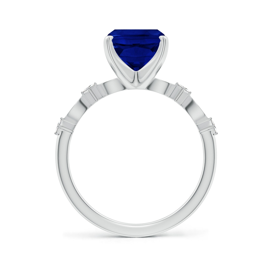 10x8mm Labgrown Cushion Rectangular Lab-Grown Blue Sapphire Engagement Ring with Marquise Motifs in White Gold side 199