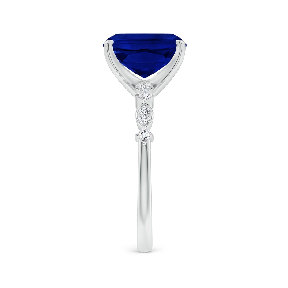 10x8mm Labgrown Cushion Rectangular Lab-Grown Blue Sapphire Engagement Ring with Marquise Motifs in White Gold side 299