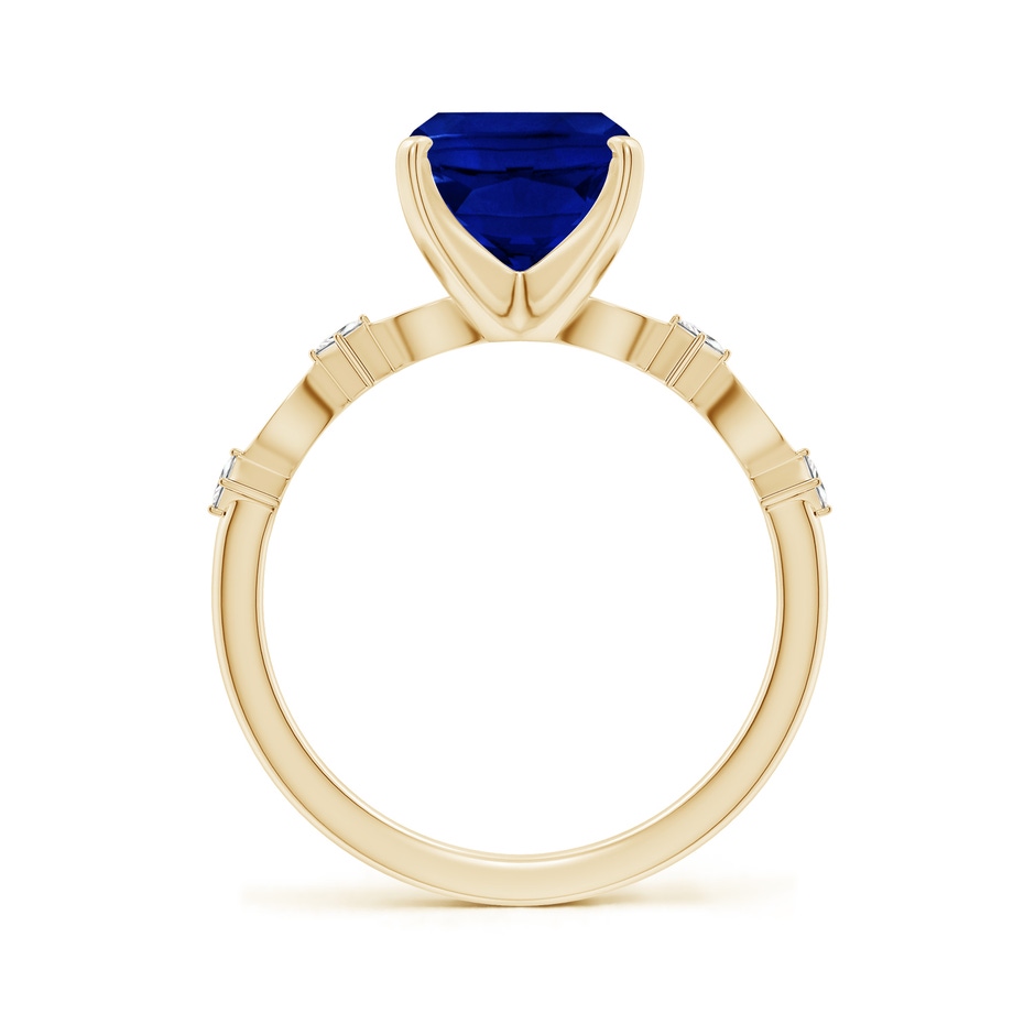10x8mm Labgrown Cushion Rectangular Lab-Grown Blue Sapphire Engagement Ring with Marquise Motifs in Yellow Gold side 199