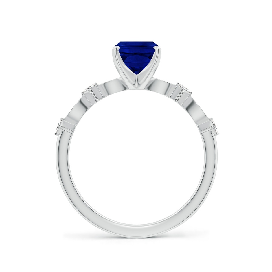 8x6mm Labgrown Cushion Rectangular Lab-Grown Blue Sapphire Engagement Ring with Marquise Motifs in 18K White Gold side 199