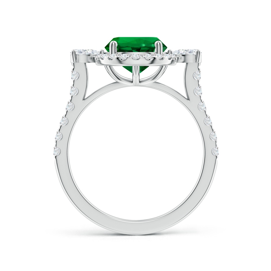 8mm Labgrown Round Lab-Grown Emerald Halo Side Stone Engagement Ring in White Gold side 199