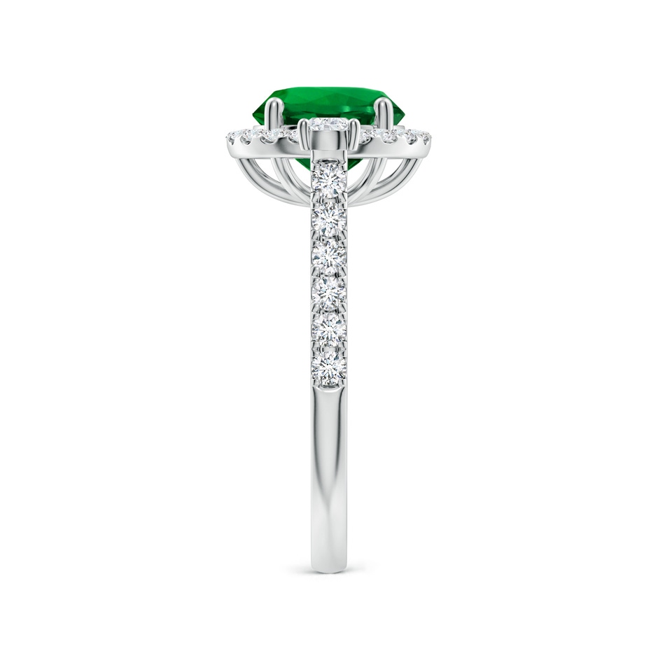 8mm Labgrown Round Lab-Grown Emerald Halo Side Stone Engagement Ring in White Gold side 299