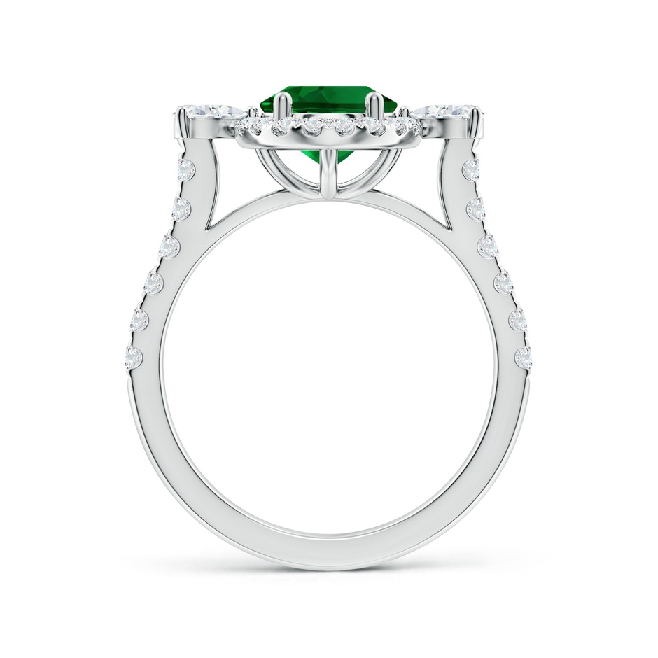 9x7mm Labgrown Oval Lab-Grown Emerald Halo Side Stone Engagement Ring in White Gold side 199