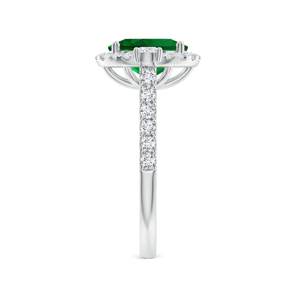 9x7mm Labgrown Oval Lab-Grown Emerald Halo Side Stone Engagement Ring in White Gold side 299