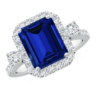 Emerald Cut Lab-Grown Lab Grown Blue Sapphire