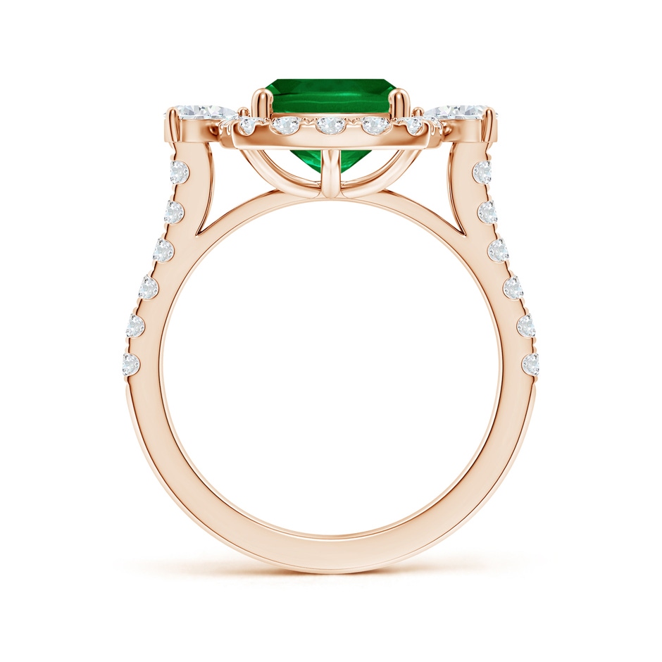 10x8mm Labgrown Cushion Rectangular Lab-Grown Emerald Halo Side Stone Engagement Ring in 18K Rose Gold side 199