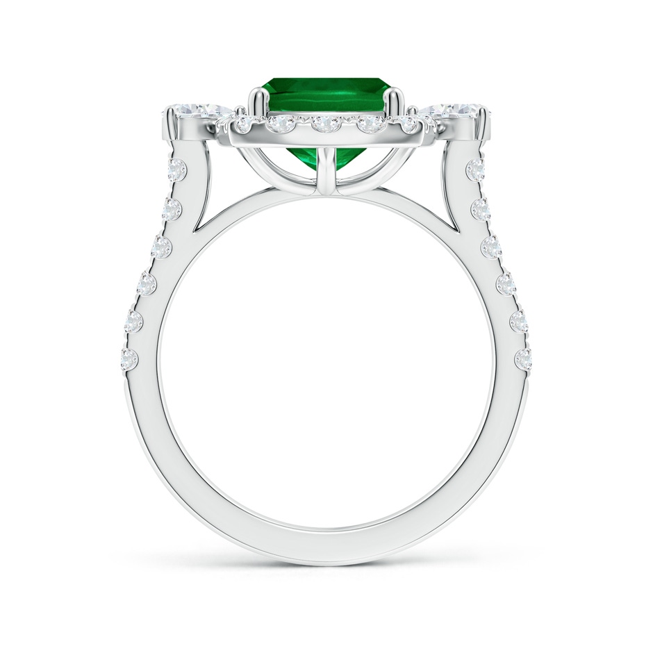 10x8mm Labgrown Cushion Rectangular Lab-Grown Emerald Halo Side Stone Engagement Ring in P950 Platinum side 199