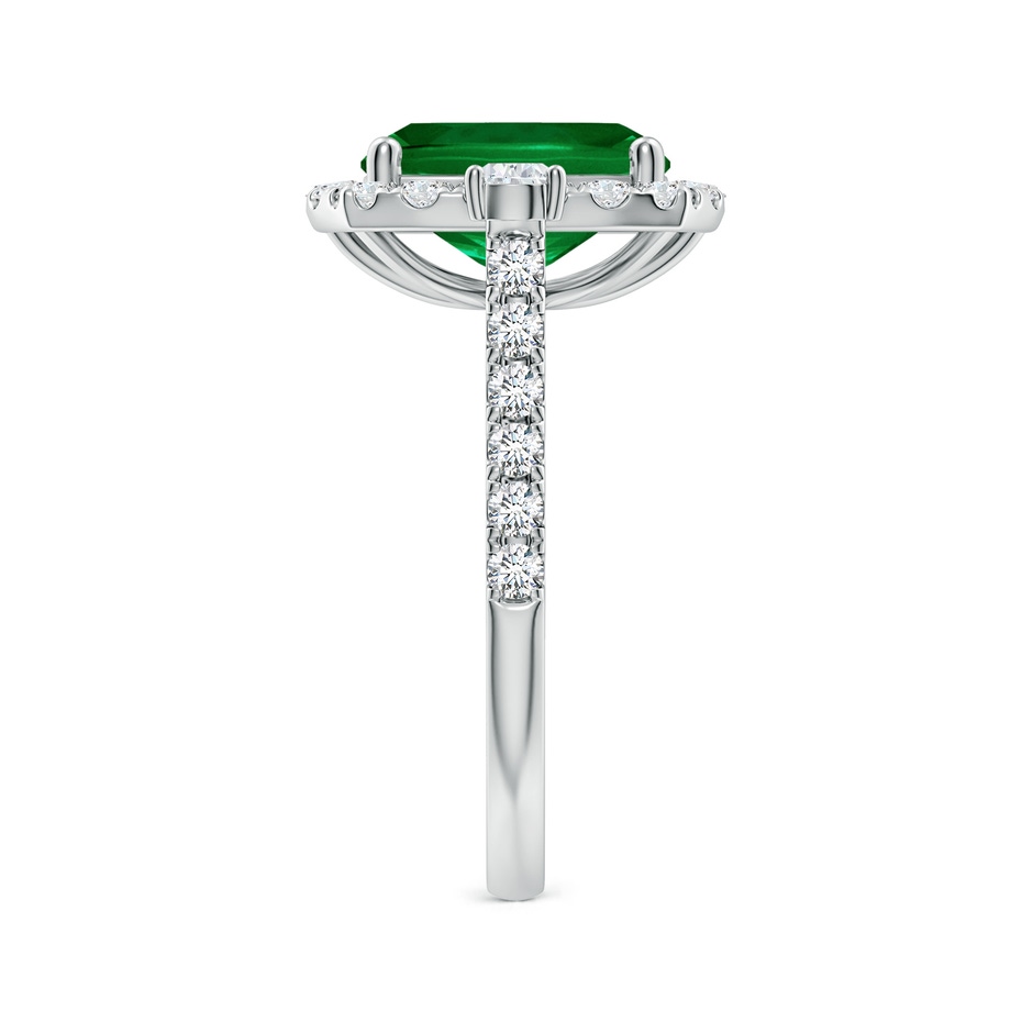 10x8mm Labgrown Cushion Rectangular Lab-Grown Emerald Halo Side Stone Engagement Ring in White Gold side 299