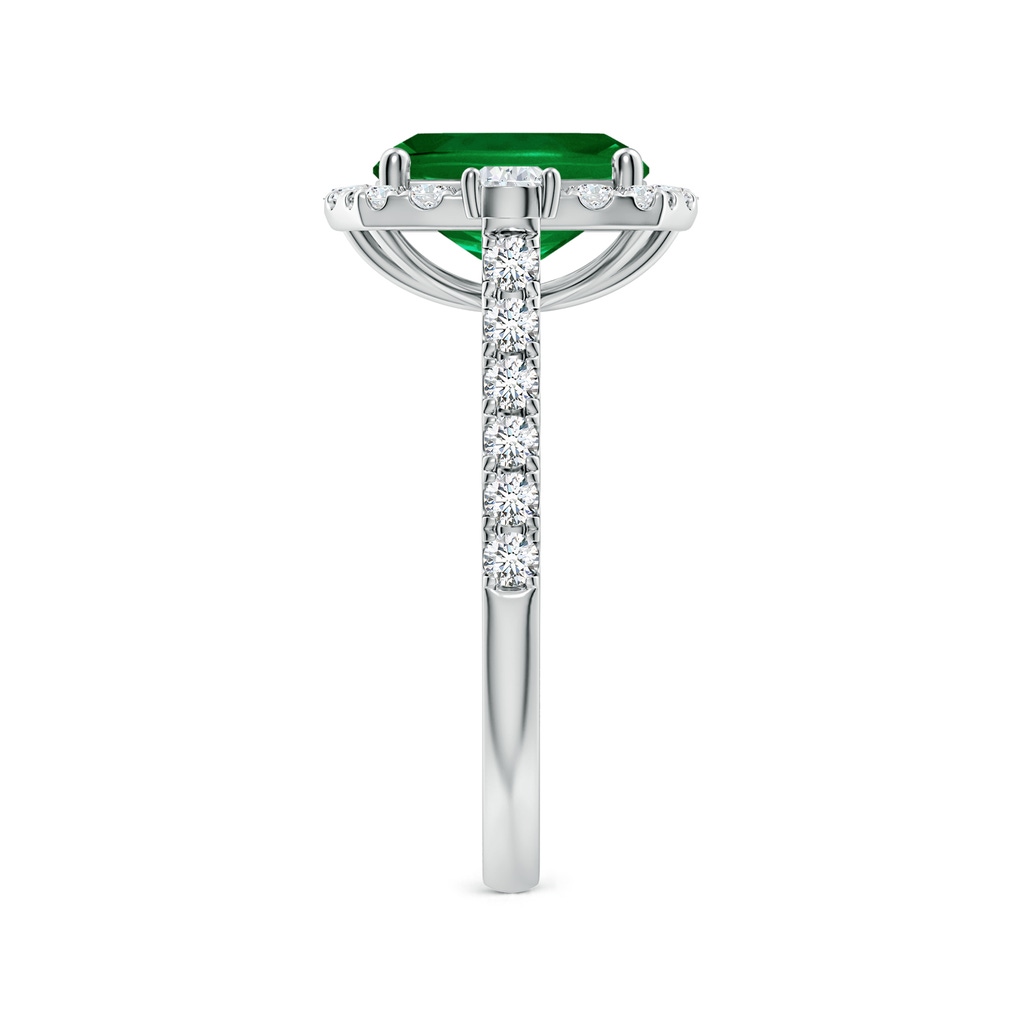 9x7mm Labgrown Cushion Rectangular Lab-Grown Emerald Halo Side Stone Engagement Ring in White Gold Side 299