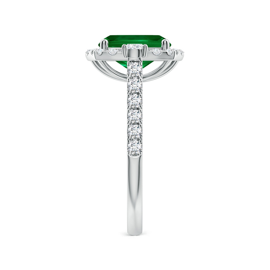 9x7mm Labgrown Cushion Rectangular Lab-Grown Emerald Halo Side Stone Engagement Ring in White Gold side 299