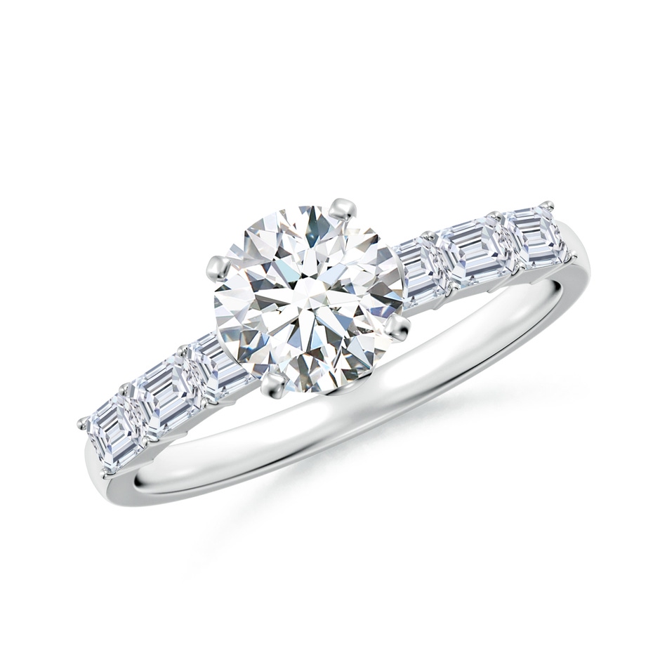 6.4mm FGVS Round Lab-Grown Diamond Engagement Ring with Accents in White Gold 