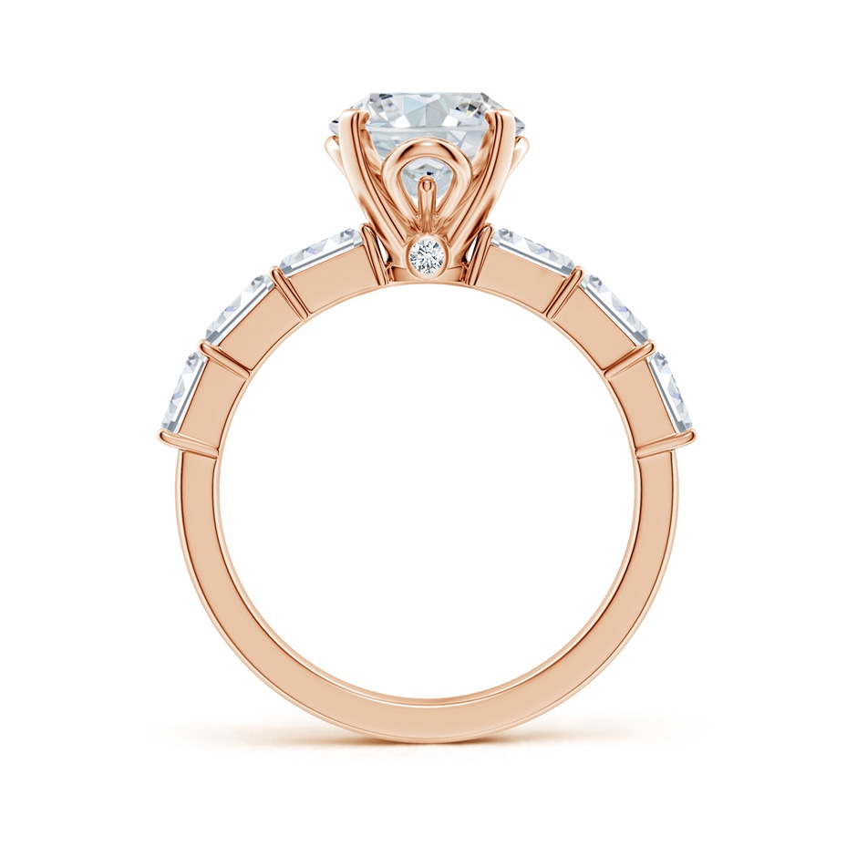 10x8mm FGVS Prong-Set Oval Lab-Grown Diamond Engagement Ring with Emerald-Cut Accents in 18K Rose Gold side 199
