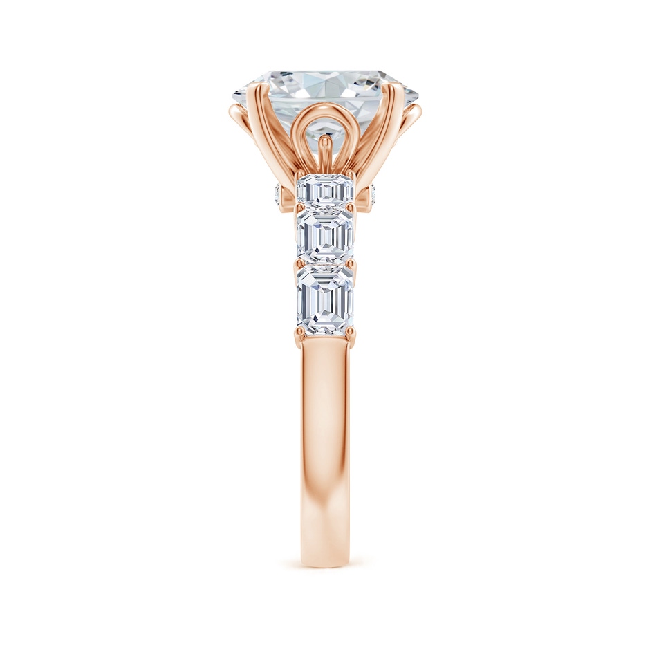 10x8mm FGVS Prong-Set Oval Lab-Grown Diamond Engagement Ring with Emerald-Cut Accents in 18K Rose Gold side 299