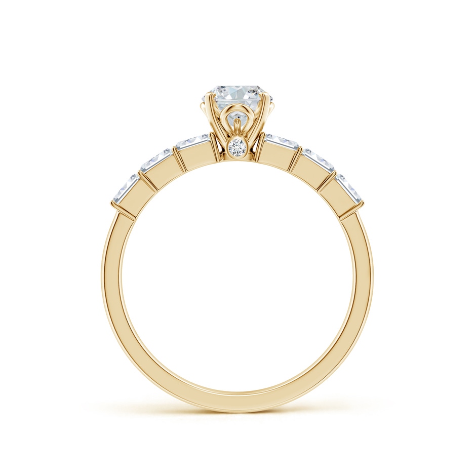 7x5mm FGVS Prong-Set Oval Lab-Grown Diamond Engagement Ring with Emerald-Cut Accents in Yellow Gold side 199