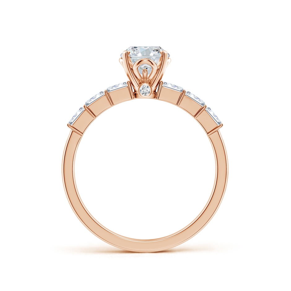 8x6mm FGVS Prong-Set Oval Lab-Grown Diamond Engagement Ring with Emerald-Cut Accents in Rose Gold side 199