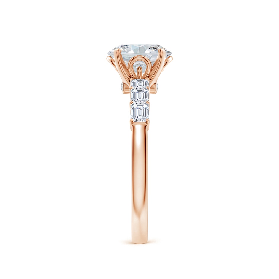 8x6mm FGVS Prong-Set Oval Lab-Grown Diamond Engagement Ring with Emerald-Cut Accents in Rose Gold side 299