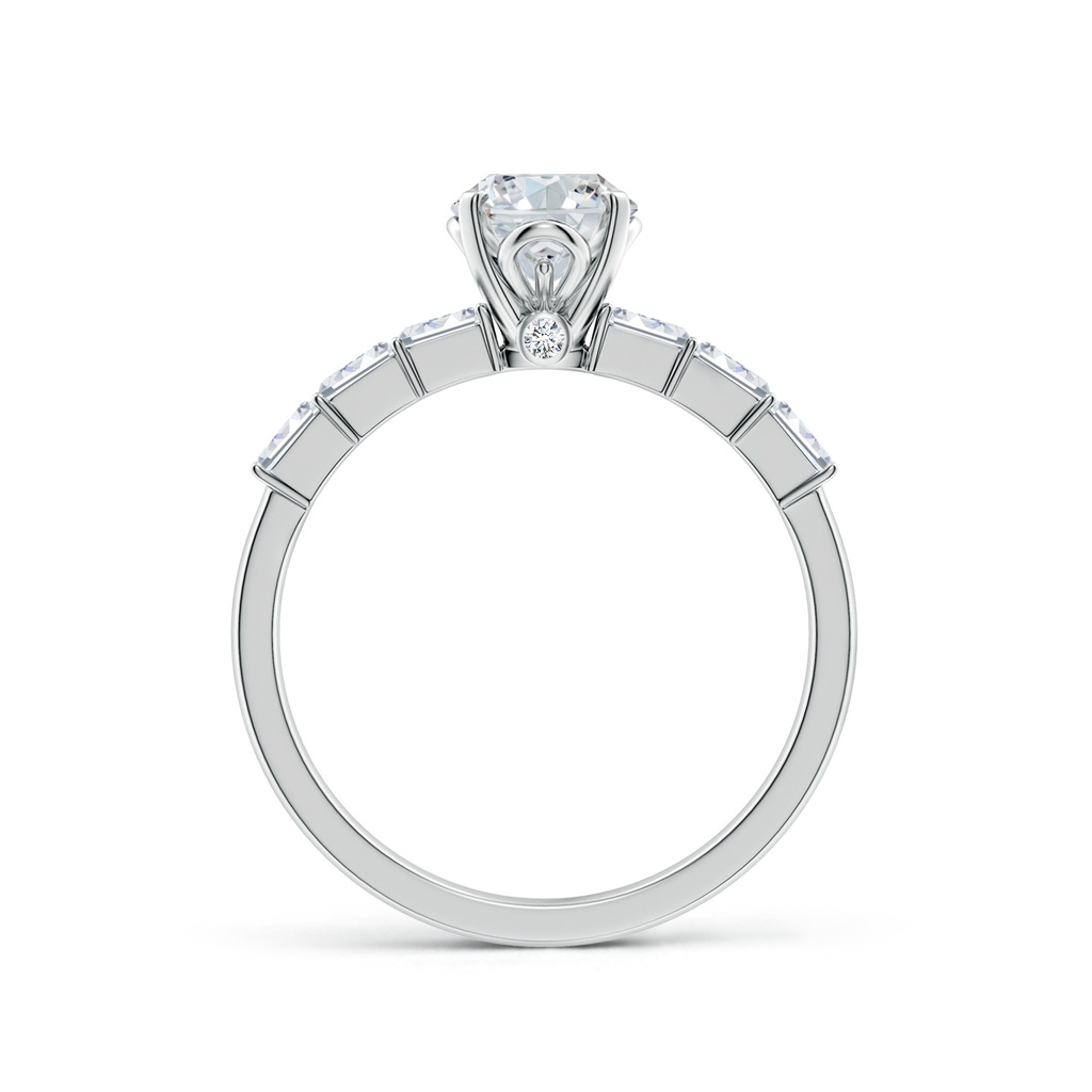 8x6mm FGVS Prong-Set Oval Lab-Grown Diamond Engagement Ring with Emerald-Cut Accents in White Gold - side 199