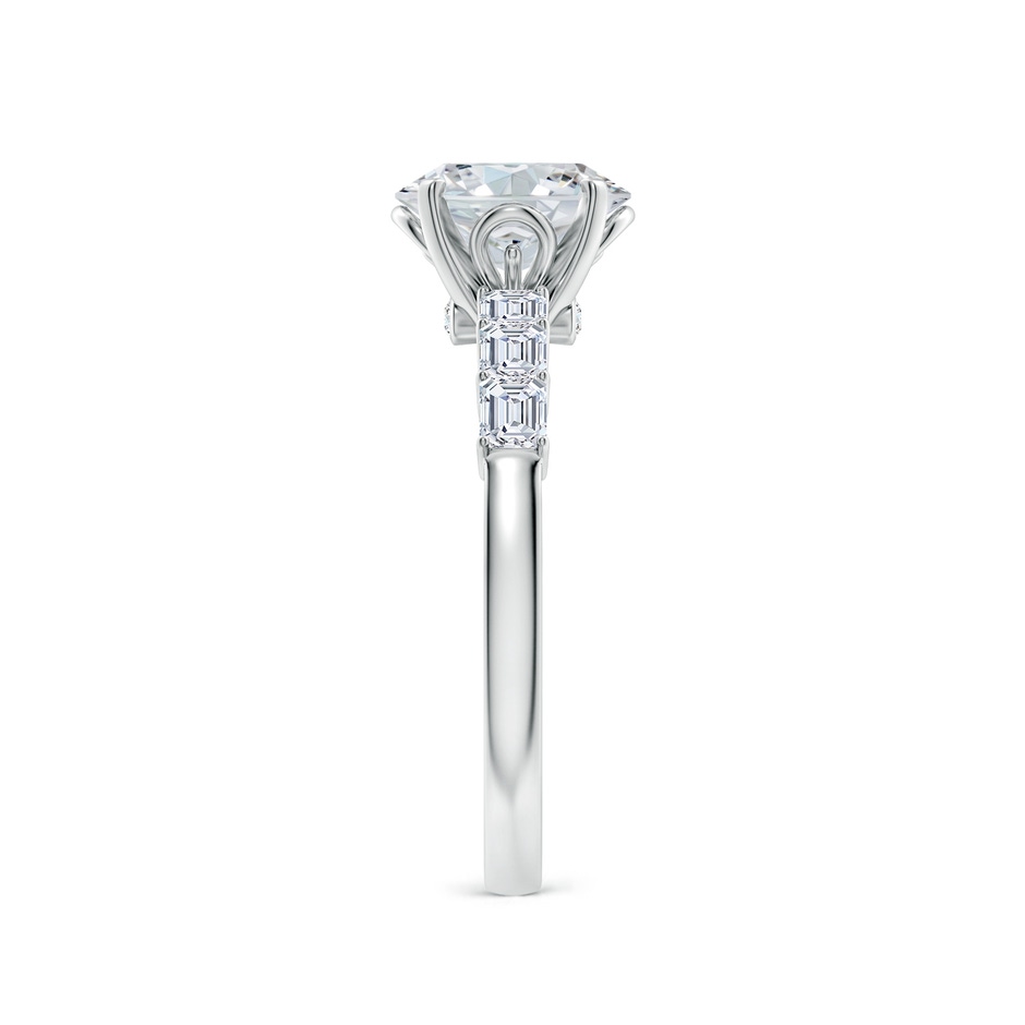 8x6mm FGVS Prong-Set Oval Lab-Grown Diamond Engagement Ring with Emerald-Cut Accents in White Gold side 299