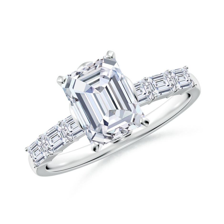 8x6mm FGVS Emerald-Cut Lab-Grown Diamond Engagement Ring with Accents in White Gold 