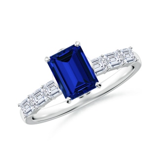 Emerald Cut Lab-Grown Lab Grown Blue Sapphire