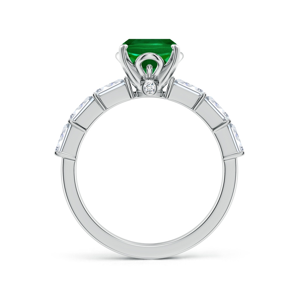 9x7mm Labgrown Cushion Rectangular Lab-Grown Emerald Engagement Ring with Diamond Accents in White Gold Side 199