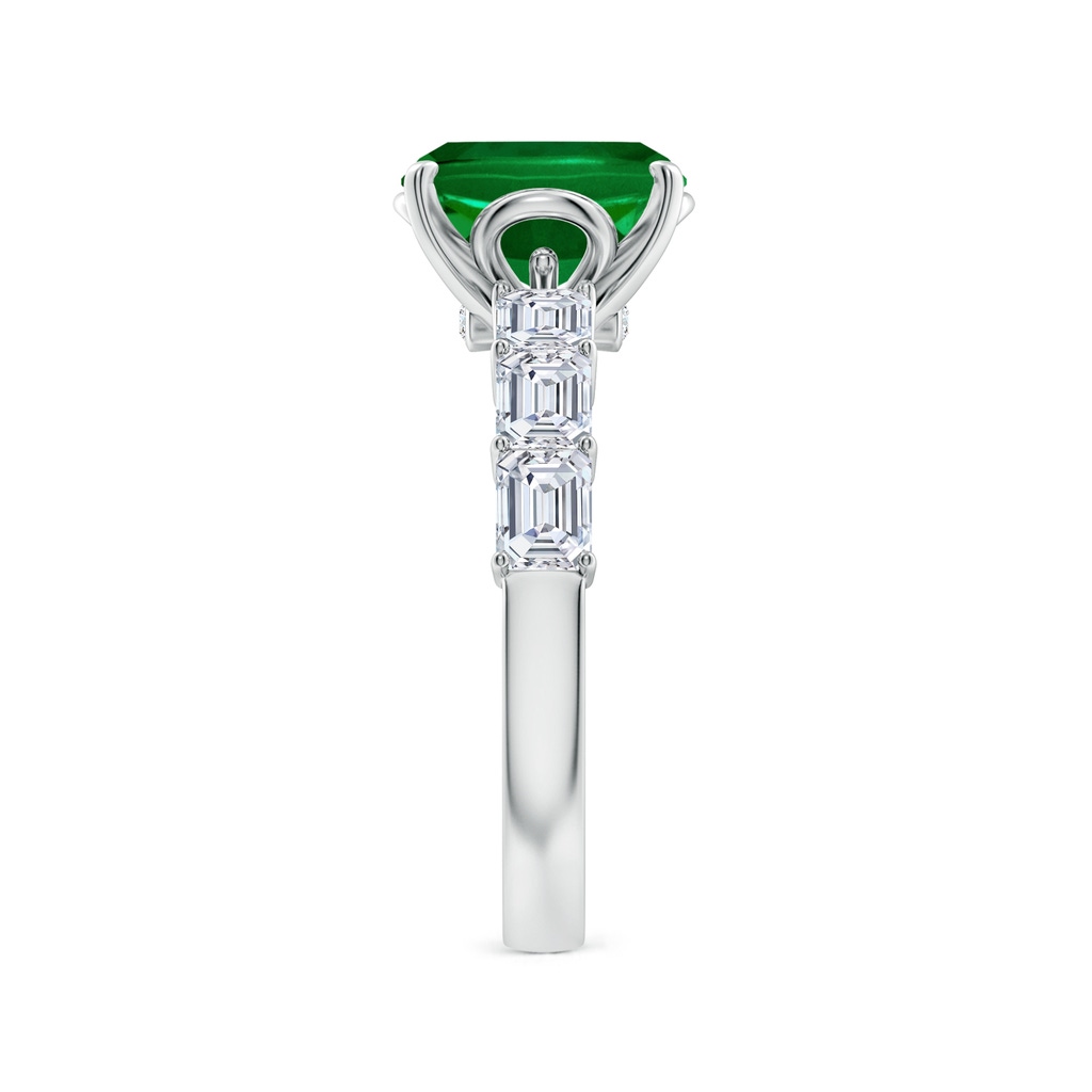 9x7mm Labgrown Cushion Rectangular Lab-Grown Emerald Engagement Ring with Diamond Accents in White Gold Side 299