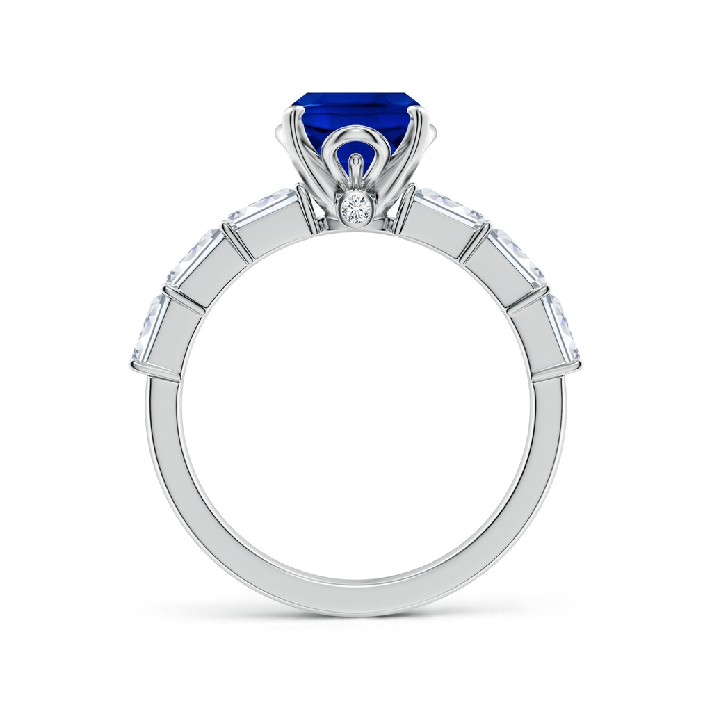 9x7mm Labgrown Cushion Rectangular Lab-Grown Blue Sapphire Engagement Ring with Diamond Accents in White Gold Side 199