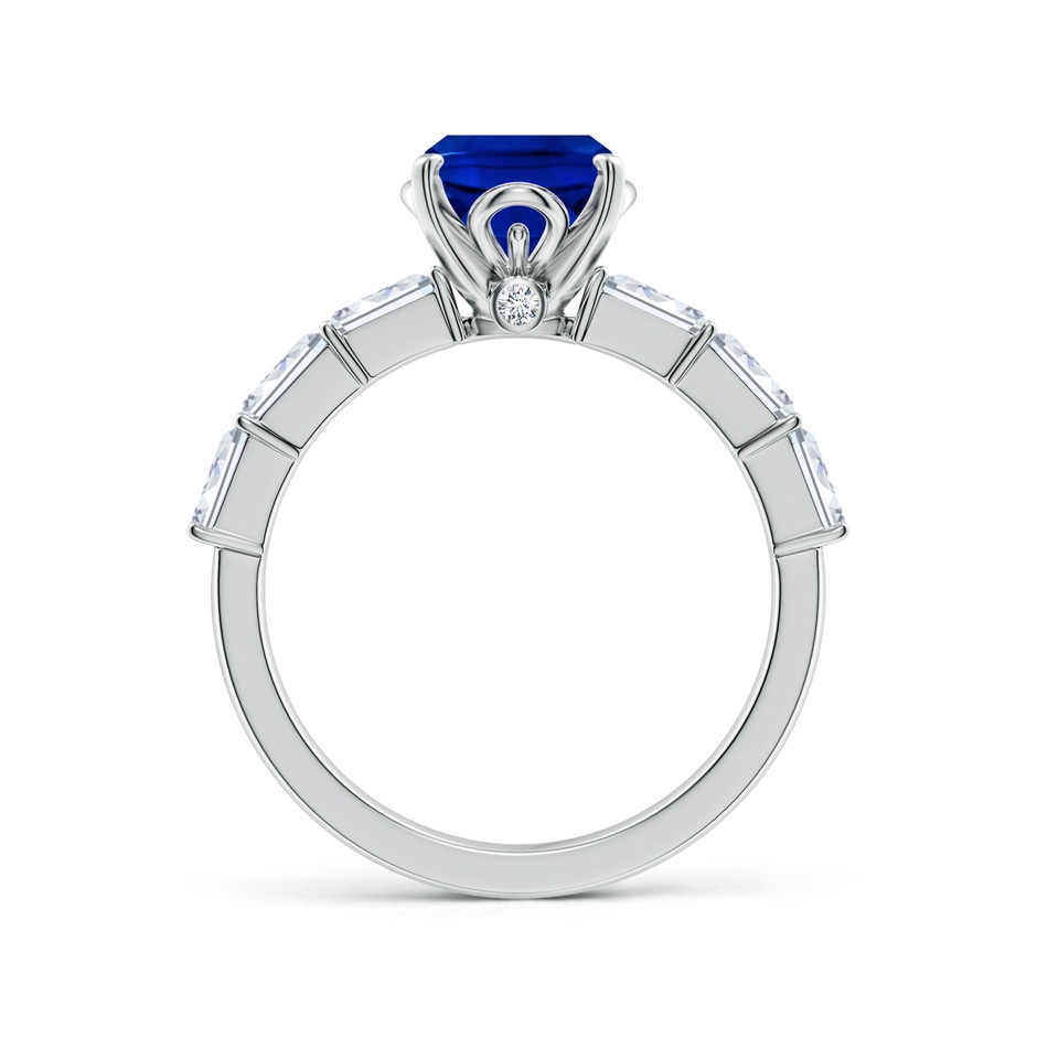 9x7mm Labgrown Cushion Rectangular Lab-Grown Blue Sapphire Engagement Ring with Diamond Accents in White Gold Side 199