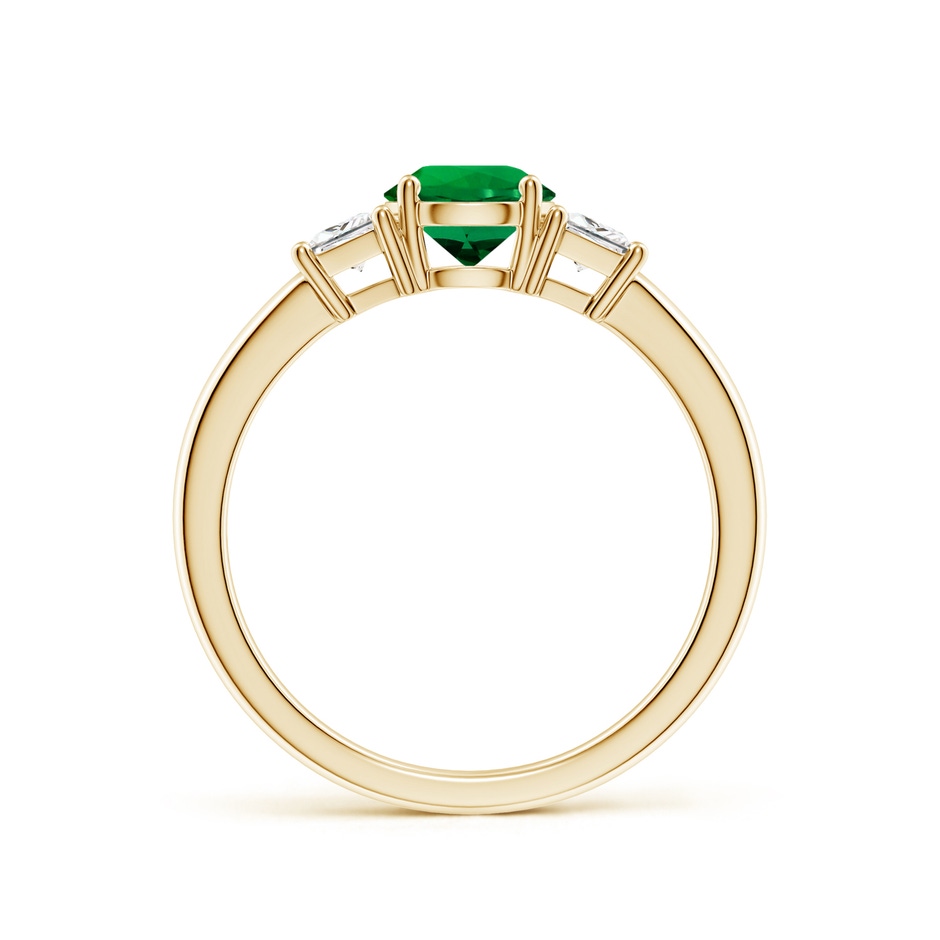 6mm Labgrown Classic Round Lab-Grown Emerald and Trapezoid Diamond Three Stone Engagement Ring in 18K Yellow Gold side 199