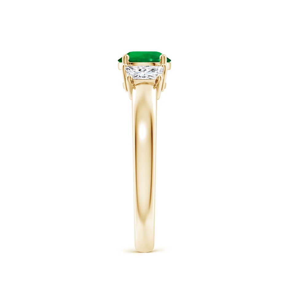 6mm Labgrown Classic Round Lab-Grown Emerald and Trapezoid Diamond Three Stone Engagement Ring in 18K Yellow Gold side 299