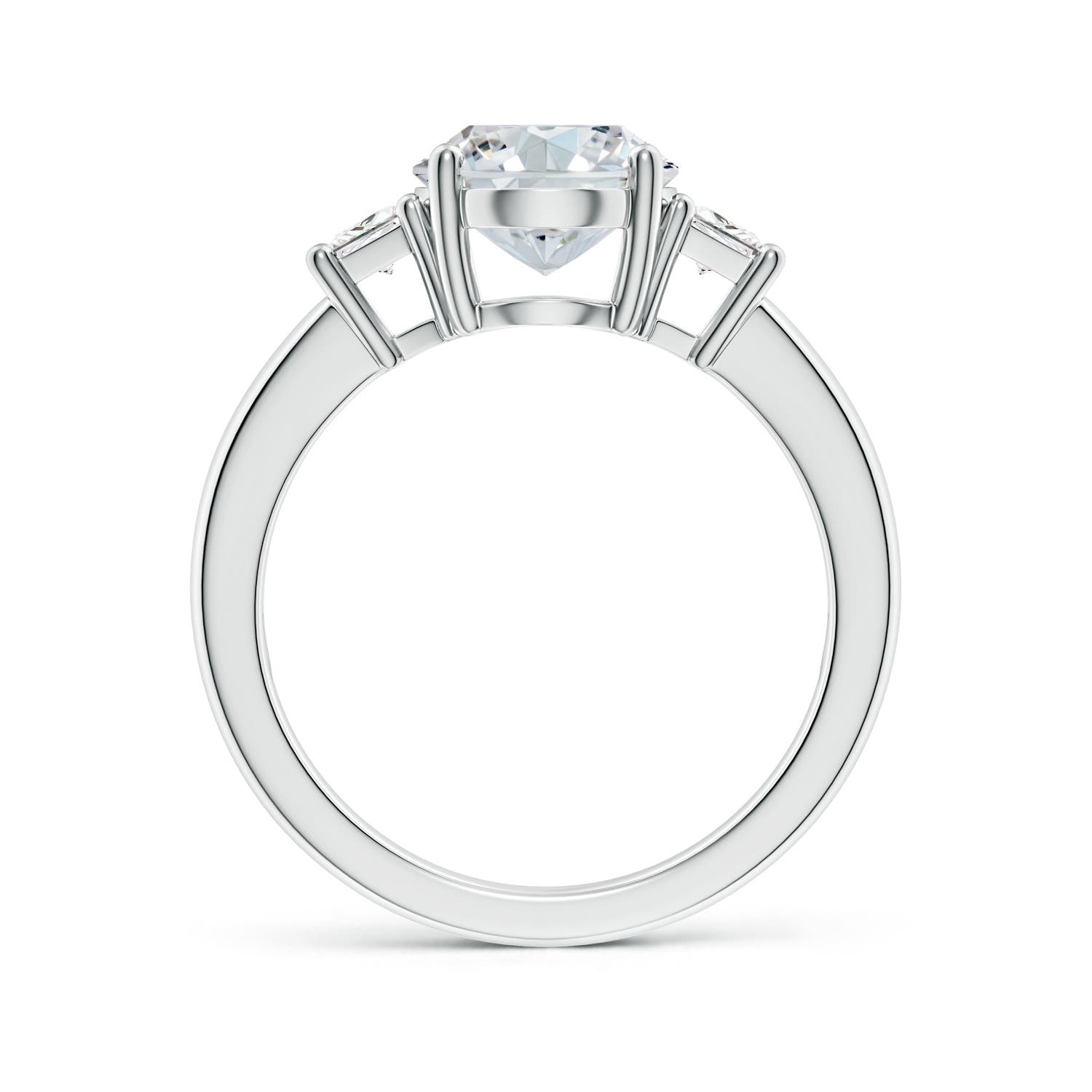 10x8mm FGVS Classic Oval and Trapezoid Lab-Grown Diamond Three Stone Engagement Ring in White Gold