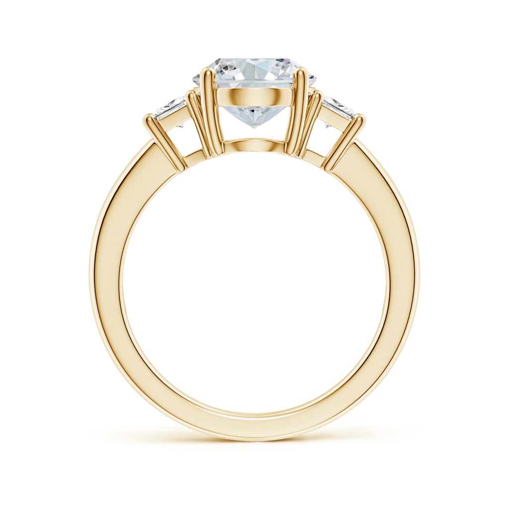10x8mm FGVS Classic Oval and Trapezoid Lab-Grown Diamond Three Stone Engagement Ring in Yellow Gold - side 199