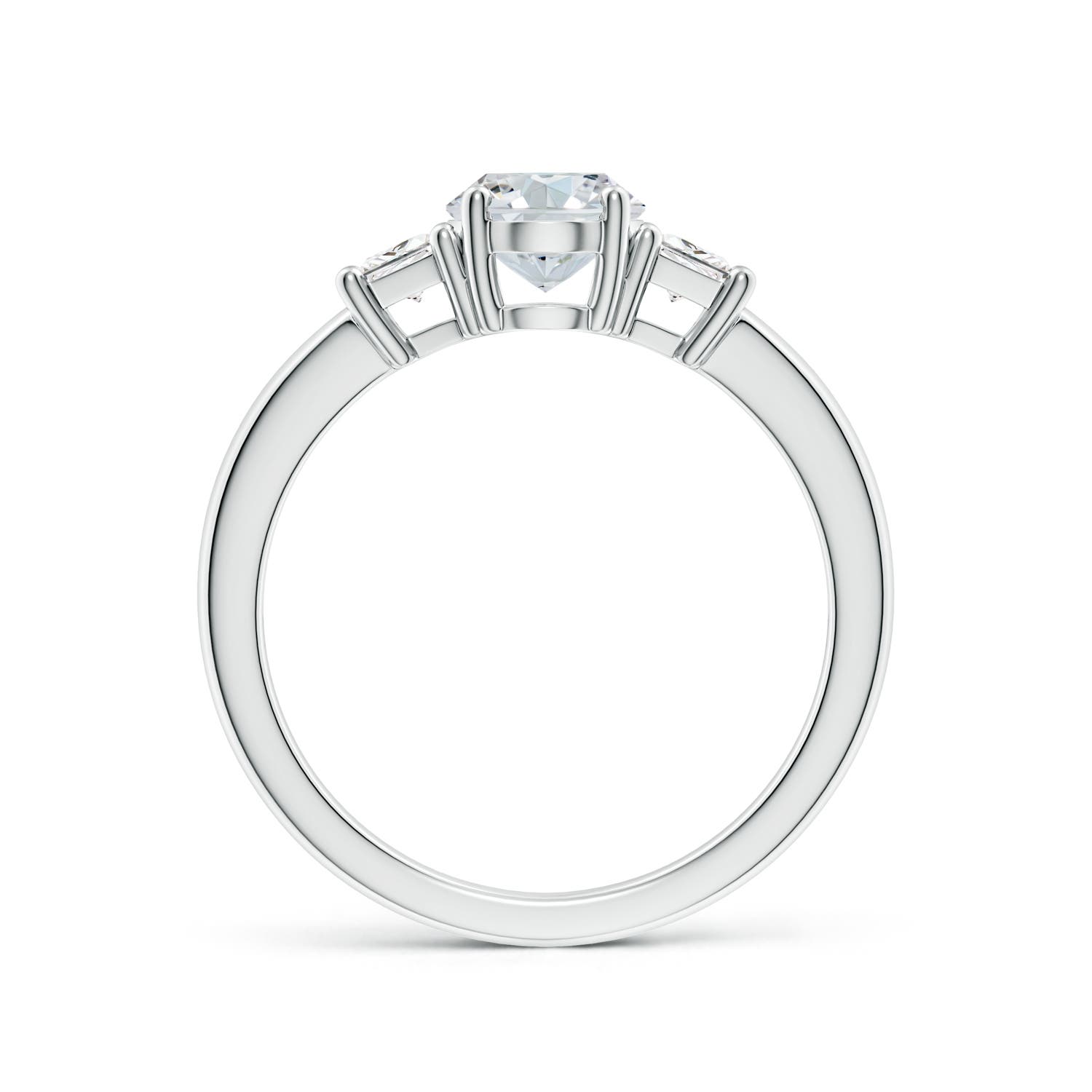 8x6mm FGVS Classic Oval and Trapezoid Lab-Grown Diamond Three Stone Engagement Ring in 18K White Gold