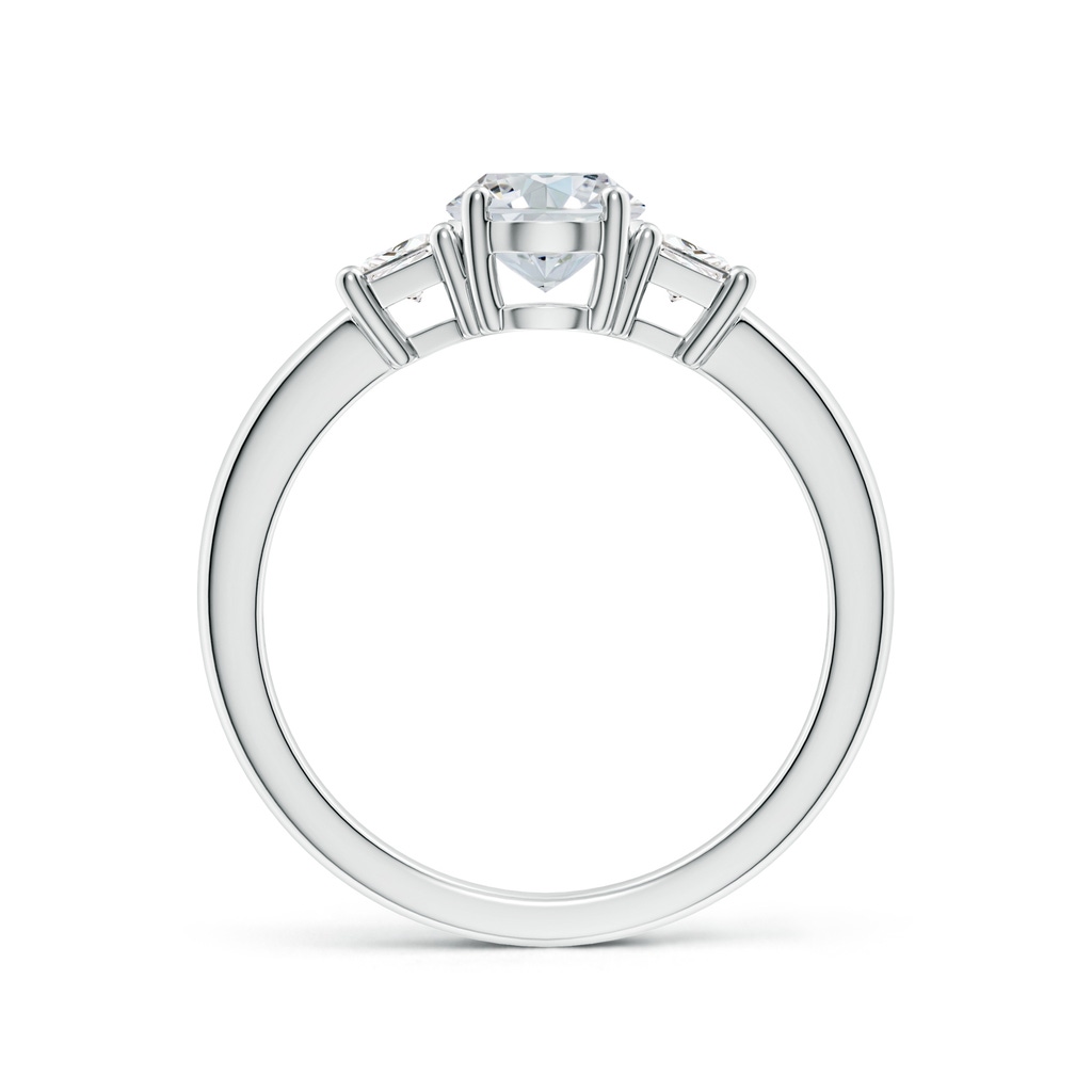 8x6mm FGVS Classic Oval and Trapezoid Lab-Grown Diamond Three Stone Engagement Ring in White Gold - side 199