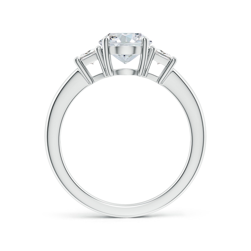 9x7mm FGVS Classic Oval and Trapezoid Lab-Grown Diamond Three Stone Engagement Ring in White Gold - side 199