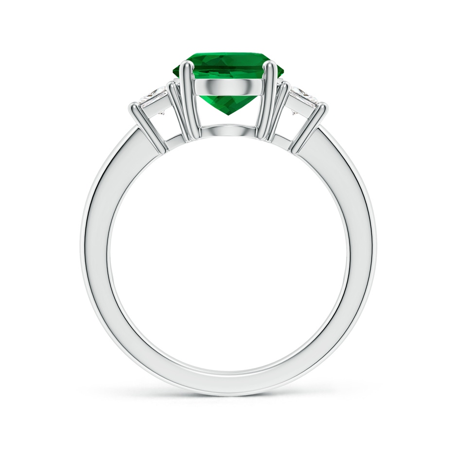 10x8mm Labgrown Classic Oval Lab-Grown Emerald and Trapezoid Diamond Three Stone Engagement Ring in White Gold side 199