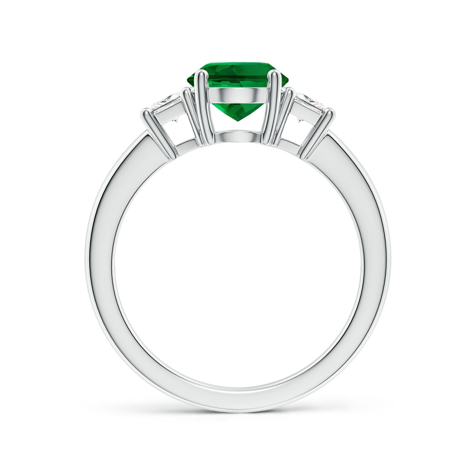 9x7mm Labgrown Classic Oval Lab-Grown Emerald and Trapezoid Diamond Three Stone Engagement Ring in White Gold side 199