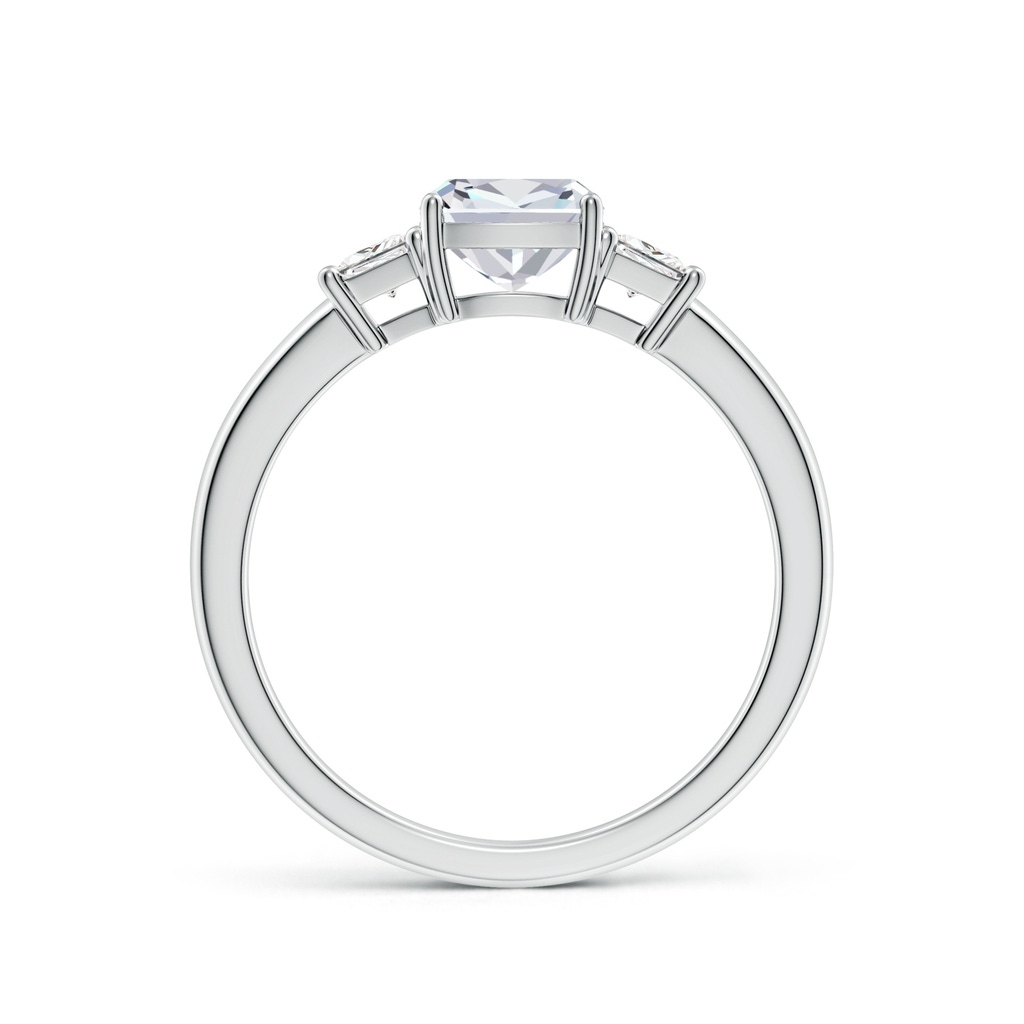 6mm FGVS Classic Cushion and Trapezoid Lab-Grown Diamond Three Stone Engagement Ring in White Gold - side 199