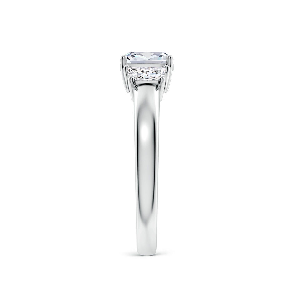 6mm FGVS Classic Cushion and Trapezoid Lab-Grown Diamond Three Stone Engagement Ring in White Gold side 299