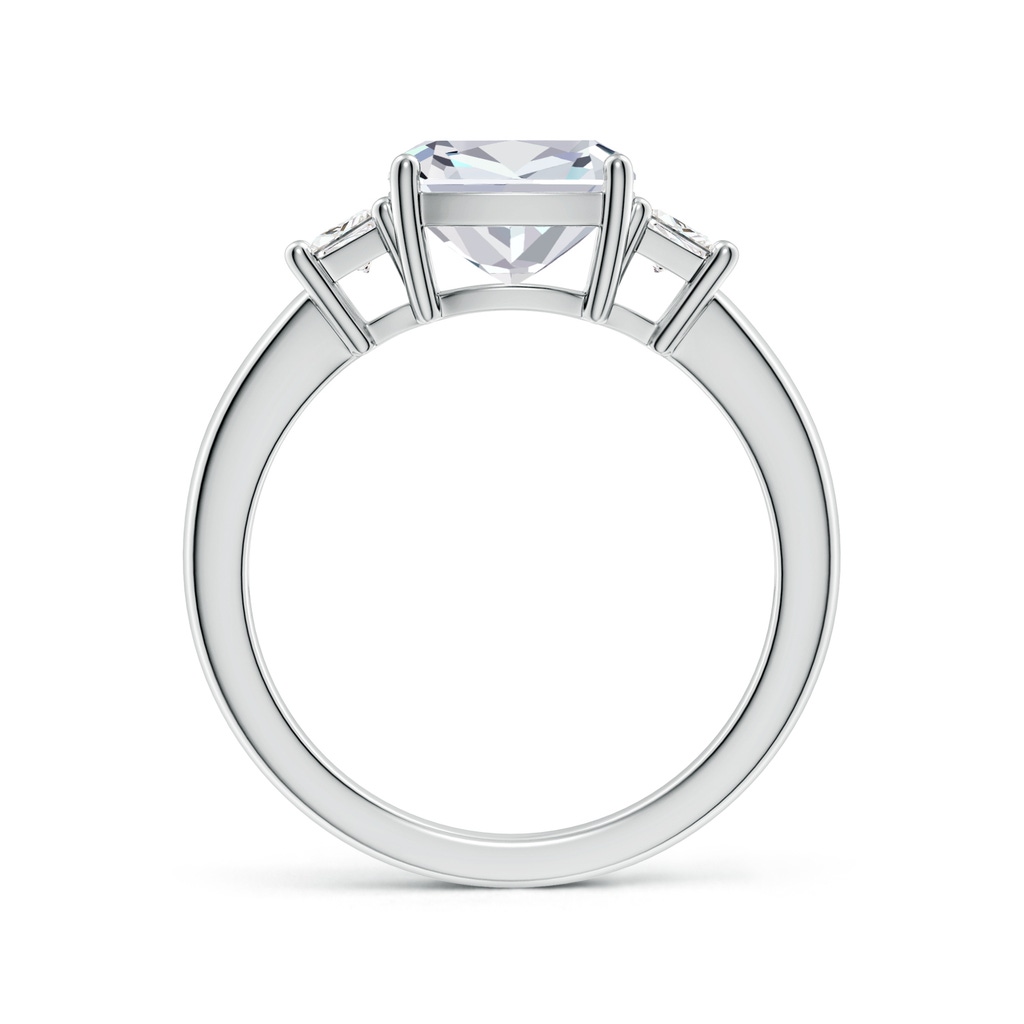 8mm FGVS Classic Cushion and Trapezoid Lab-Grown Diamond Three Stone Engagement Ring in White Gold - side 199