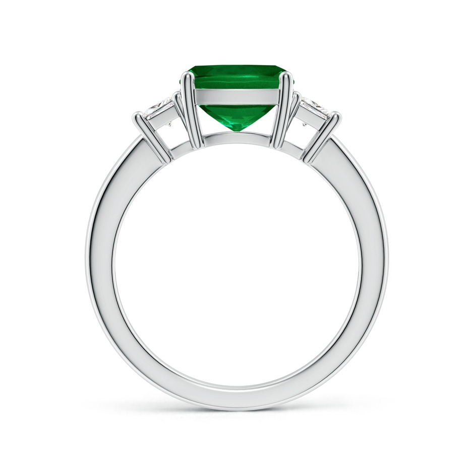 8mm Labgrown Classic Cushion Lab-Grown Emerald and Trapezoid Diamond Three Stone Engagement Ring in White Gold side 199